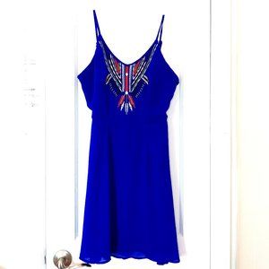 Vintage Y2K Charming Charlie Royal Blue Embroidered Dress
